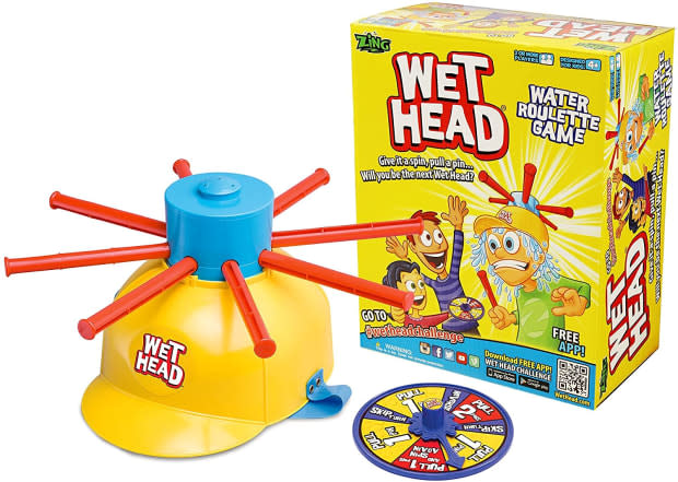 <p><a href="https://www.amazon.com/Zing-ZG657-Wet-Head-Game/dp/B00WOECX5U?crid=1KJCU7TC17662&dchild=1&keywords=wet+head+game&qid=1584495146&sprefix=wet+head+%252Caps%252C215&sr=8-2&linkCode=ll1&tag=parade03-20&linkId=af2dea7dffba705327e0d072caba8e2f&language=en_US&ref_=as_li_ss_tl" rel="nofollow noopener" target="_blank" data-ylk="slk:Amazon;elm:context_link;itc:0;sec:content-canvas" class="link ">Amazon</a></p>