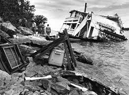 Sixteen people died in 1978 when a small tornado struck this showboat, the Whippoorwill, on Lake Pomona south of Topeka.