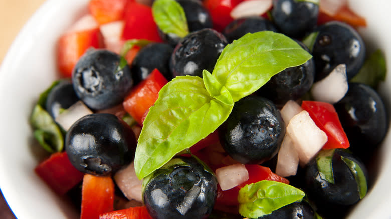 close up of blueberry salsa