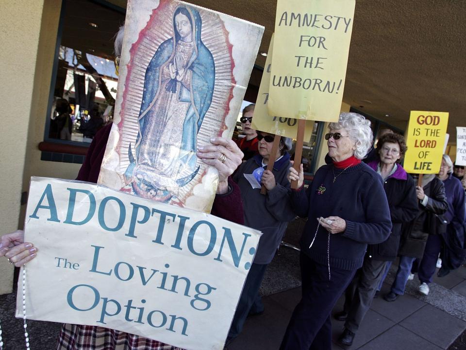 abortion opponent protest sign