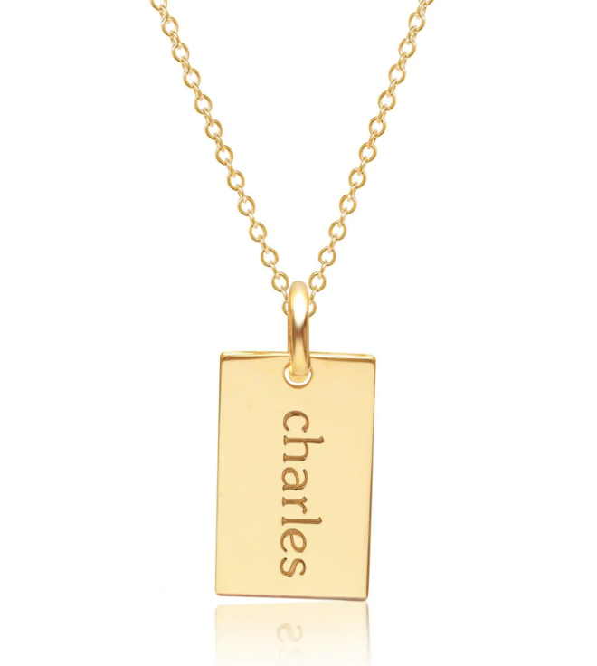 12) Gold Mini Dog Tag Necklace