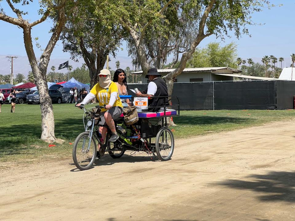 Pedicab drivers tour the country working up to 15 or 20 music festivals each year.  The Coachella Valley Arts and Music Festival in Indio, Calif., can be a lucrative stop for them.