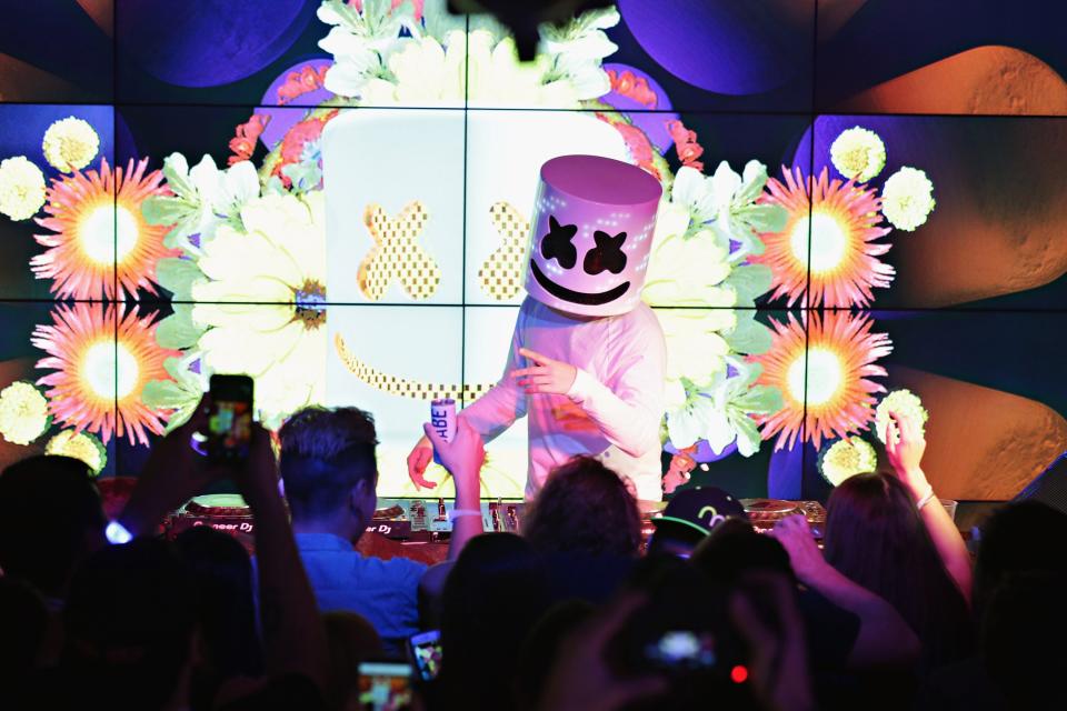 Marshmello performs a private concert for SiriusXM listeners at the YouTube Space on November 18, 2016 in New York City.
