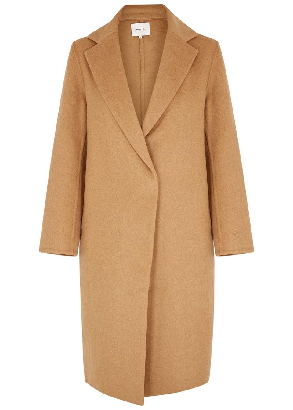 <p><a class="link " href="https://www.harveynichols.com/brand/vince/457537-classic-camel-wool-blend-coat/p4126167/" rel="nofollow noopener" target="_blank" data-ylk="slk:SHOP NOW;elm:context_link;itc:0;sec:content-canvas">SHOP NOW</a></p><p>Elegant as they are, long coats are undeniably impractical at times (especially since so many of us have swapped public transport for cycling these days). Vince has modernised the classic Chesterfield with an asymmetric fastening and minimal fastenings.</p><p>Classic Wool-blend Coat, £685, Vince</p>