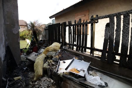 A suburban home that was the site of a hash oil extraction laboratory explosion is seen in the Mira Mesa area of San Diego