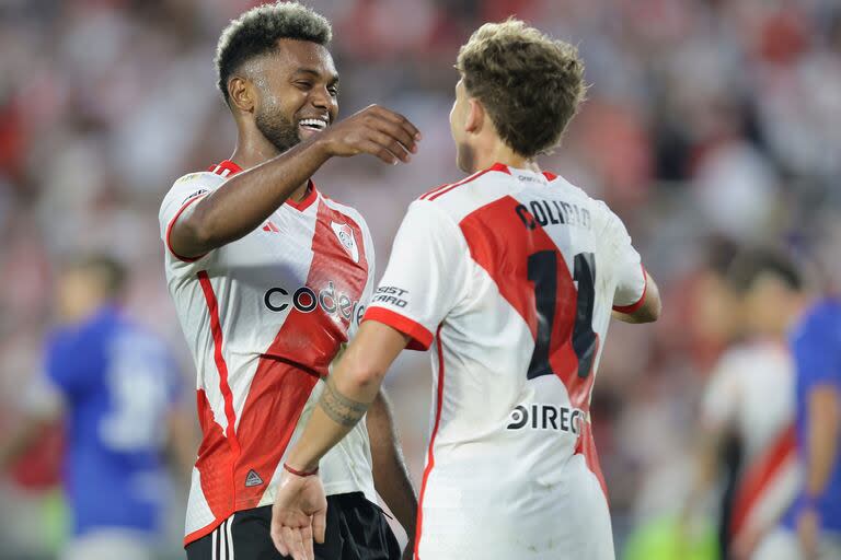 Miguel Ángel Borja y Facundo Colidio obtuvieron 18 goles en los 18 partidos de River en el año, entre los 12 del colombiano y los 6 del ex boquense; están en su mejor momento, con expectativas de jugar desde el comienzo el domingo en el superclásico por la Copa de la Liga Profesional.