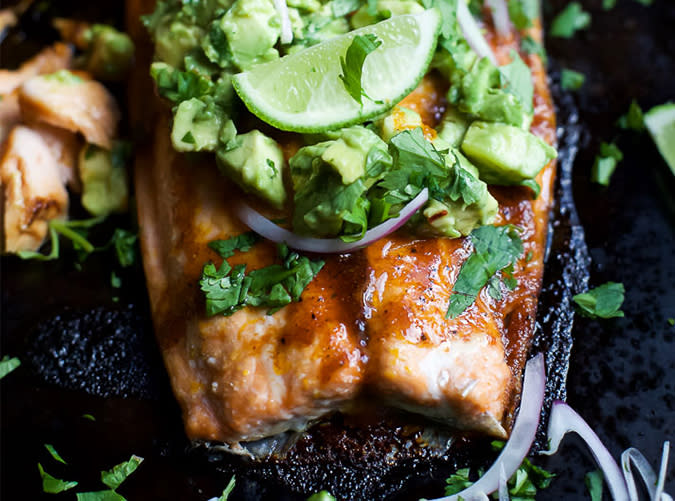 Baked Salmon with Avocado Salsa