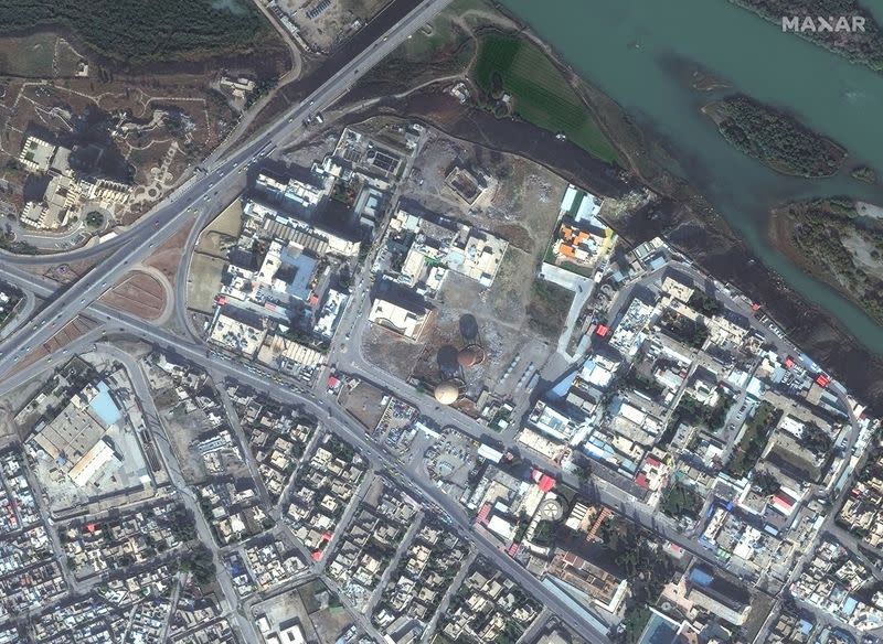 A November 13, 2015 satellite view of Mosul Hospital and hotel in Iraq