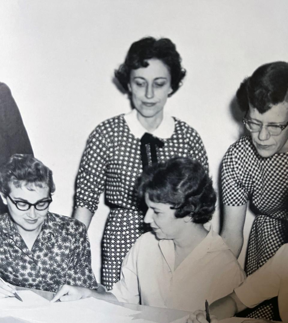 Mary Grace Holtzapple, top center, pictured in a York Suburban High School yearbook early in her 45 year education career.