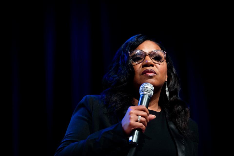 Jill Fitcheard tells her story story during the Black Tennessee Voices event at the National Museum of African American Music in Nashville , Tenn., Thursday, Sept. 21, 2023.