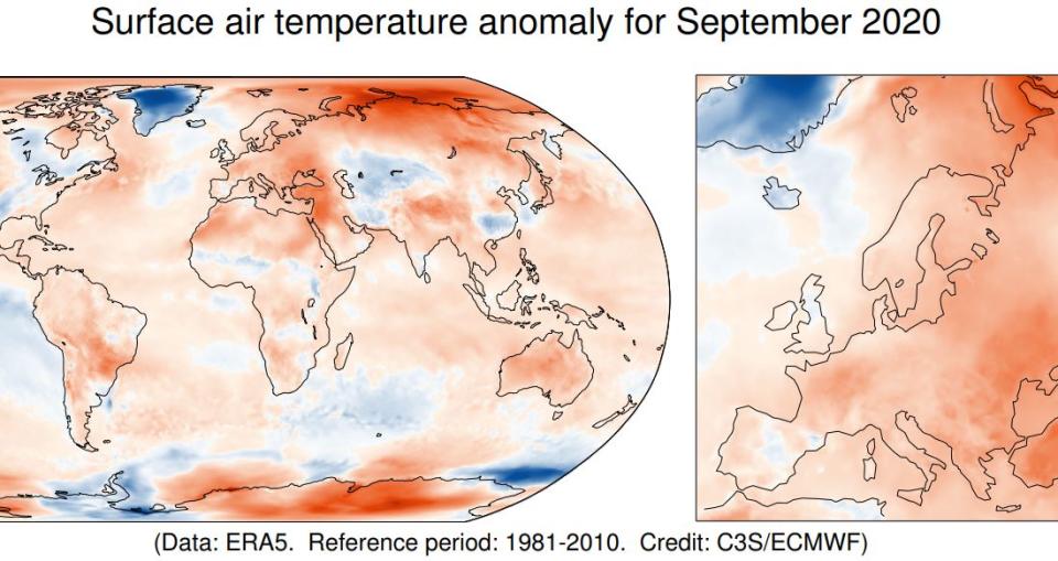 It was the hottest September on record, according to the Copernicus Climate Change Service (Picture: Copernicus Climate Change Service)