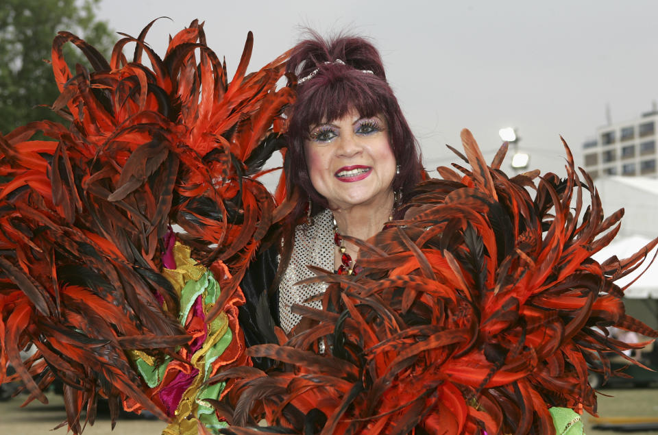 Margarita Pracatan poses backstage at the second annual "Big Gay Out", Europe's biggest Gay music festival, at Finsbury Park on July 23, 2005 in London, England.  (Photo by Jo Hale/Getty Images)