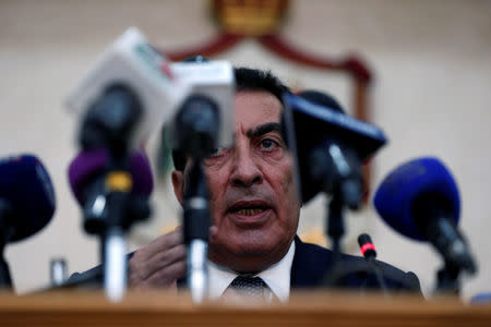 Atef Tarawneh, speaker of the Jordanian parliament, speaks during an emergency meeting to discuss a potential announcement by the U.S. to move its embassy to Jerusalem, at the parliament in Amman, Jordan, December 6, 2017. REUTERS/Muhammad Hamed