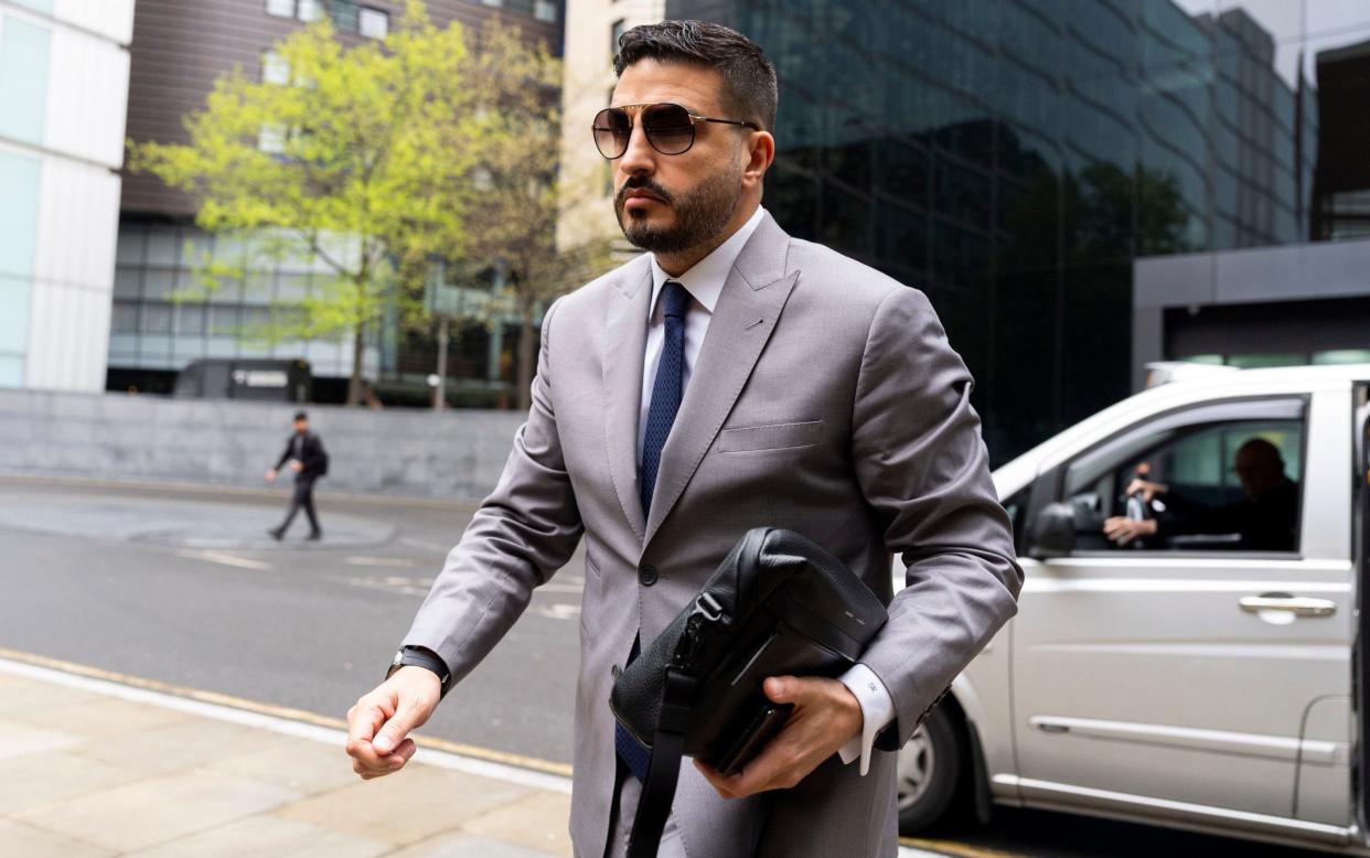 Saif Alrubie arrives at Southwark Crown Court in London, where he is charged with sending Marina Granovskaia, 47, an electronic communication with intent to cause distress or anxiety. Prosecutors allege Alrubie sent a threatening email to then Chelsea sporting director Granovskaia, over the transfer of Kurt Zouma to West Ham