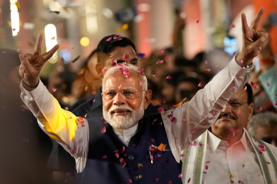印度國會選舉結束，總理莫迪成功連任。（AP）