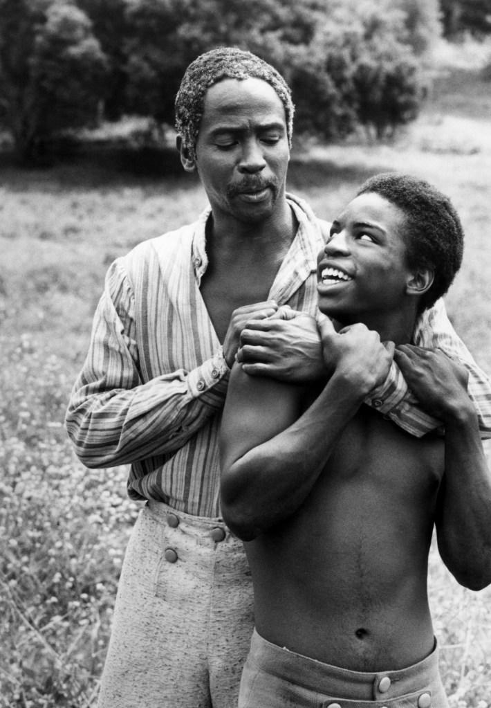 Louis Gossett Jr. and LeVar Burton together on set of “Roots” in 1977. Paramount/Everett Collection