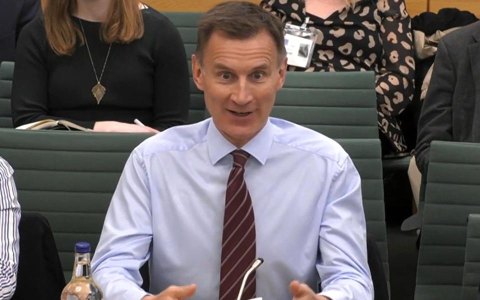 Jeremy Hunt gives evidence to the Treasury select committee - PRU/AFP via Getty Images