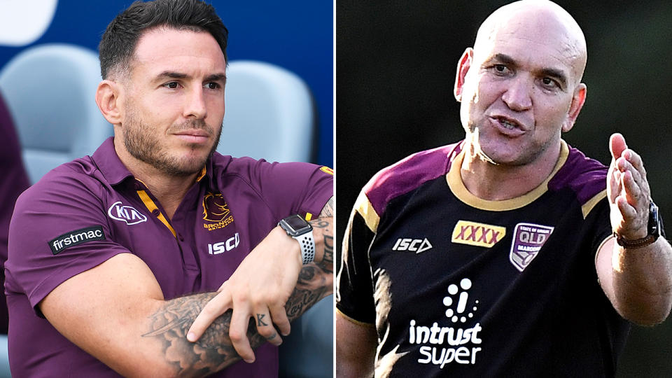 Darius Boyd and Gorden Tallis, pictured here at Brisbane Broncos training.