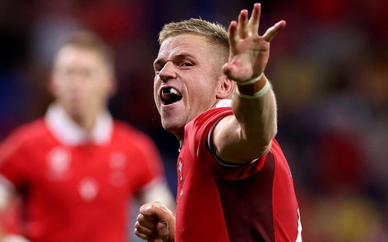 Gareth Anscombe punches the air