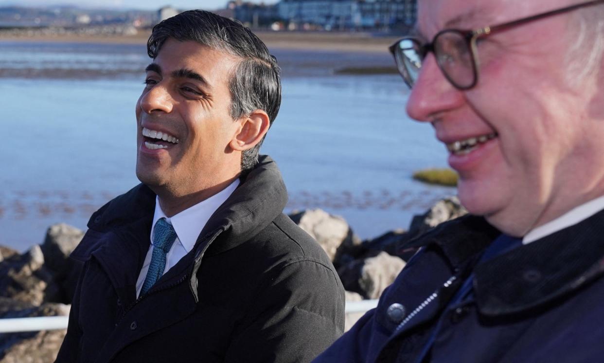 <span>Rishi Sunak and Michael Gove. The Renters’ Reform Coalition accused the government of ‘selling renters down the river’.</span><span>Photograph: Reuters</span>