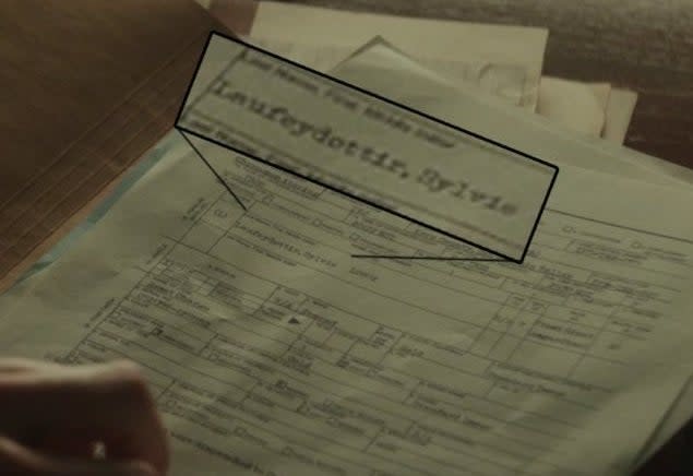 paperwork that says "Sylvie Laufeydottir"