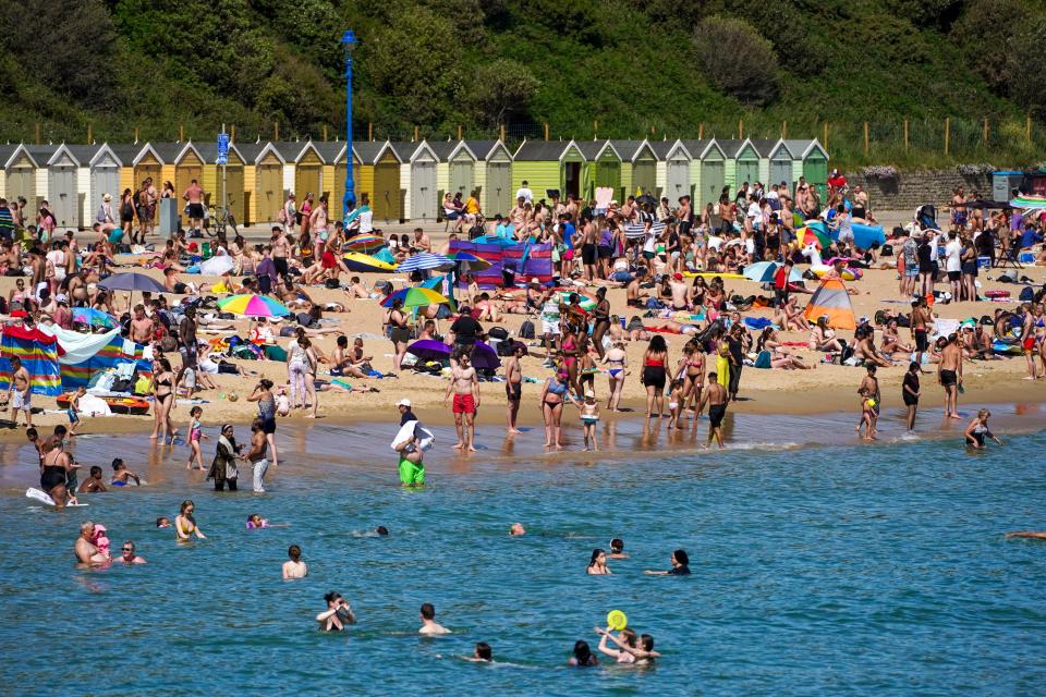 People flocked to beaches including in Bournemouth (PA)