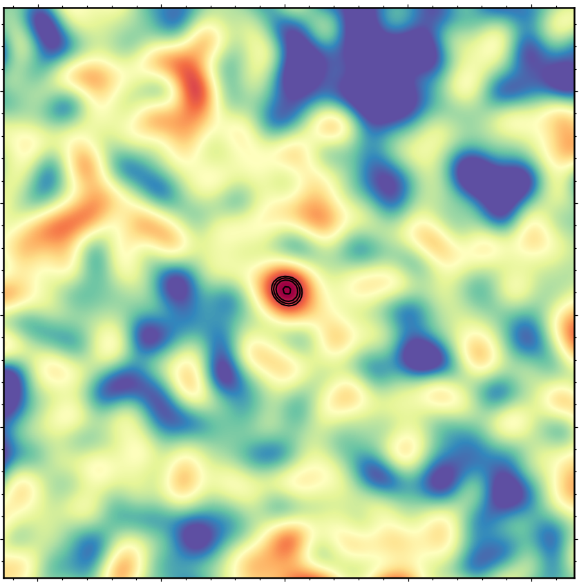 Image of the radio signal from the galaxy. Credit: Chakraborty & Roy/NCRA-TIFR/GMRT