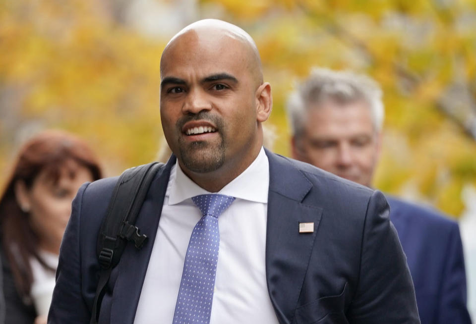 FILE - Rep.-elect Colin Allred, D-Texas., arrives for orientation for new members of Congress, Nov. 13, 2018, in Washington. Democrats in search of flipping a U.S. Senate seat are watching Texas closely on Super Tuesday to see who voters nominate against Republican Sen. Ted Cruz. (AP Photo/Pablo Martinez Monsivais, File)