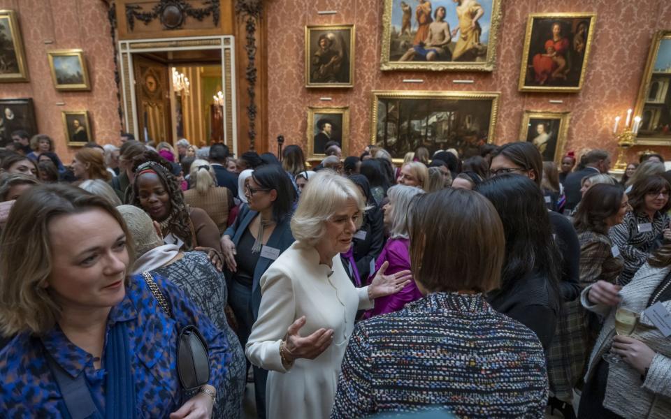 Ngozi Fulani, second left, at the Buckingham Palace reception with the Queen Consort - Kin Cheung/PA