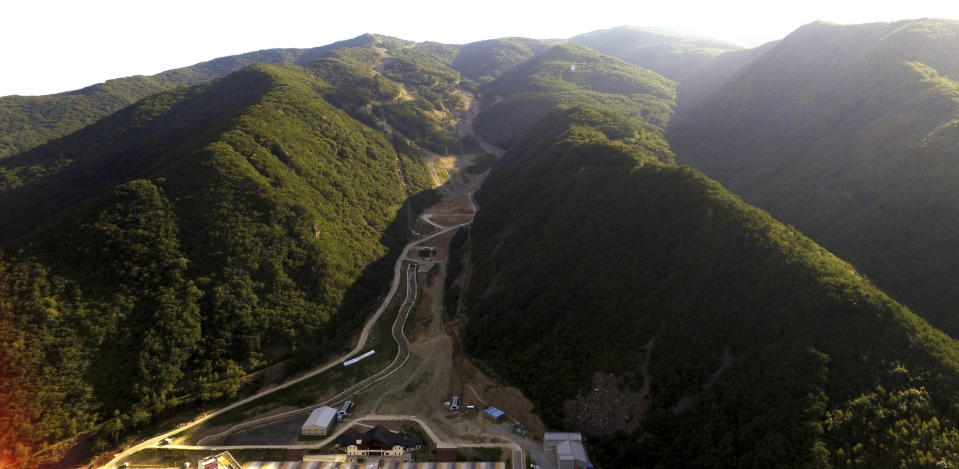 The Jeongseon ski slope is now nothing more than dirt. (AP)