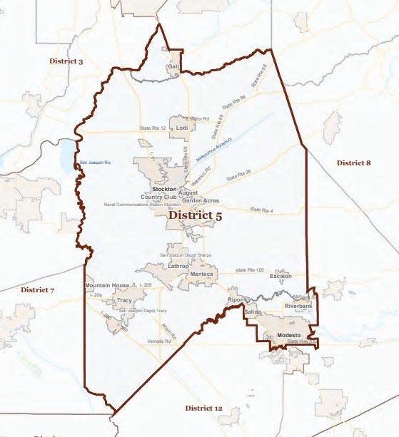 Former boundaries of CA Senate District 5.
