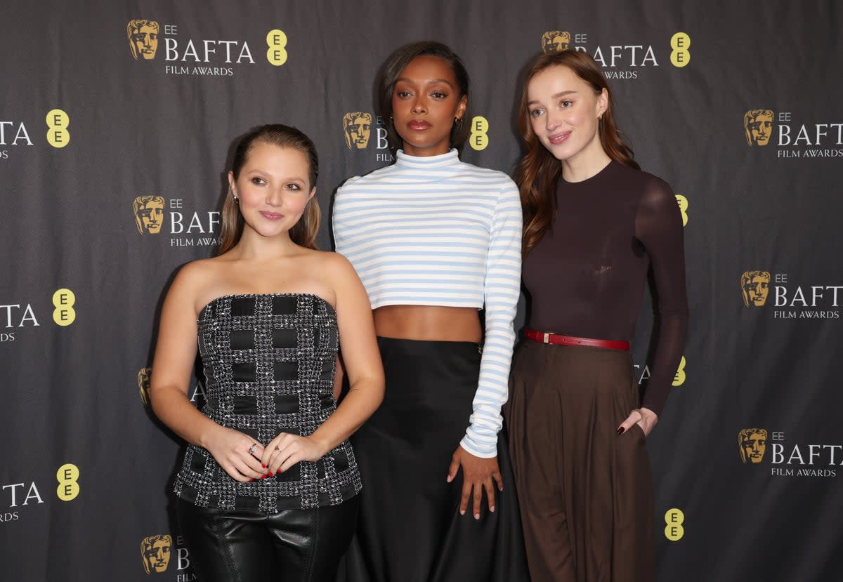 From L-R: Nominees Mia McKenna-Bruce, Sophie Wilde and Phoebe Dynevor celebrate their Rising Star nominations (Getty Images)