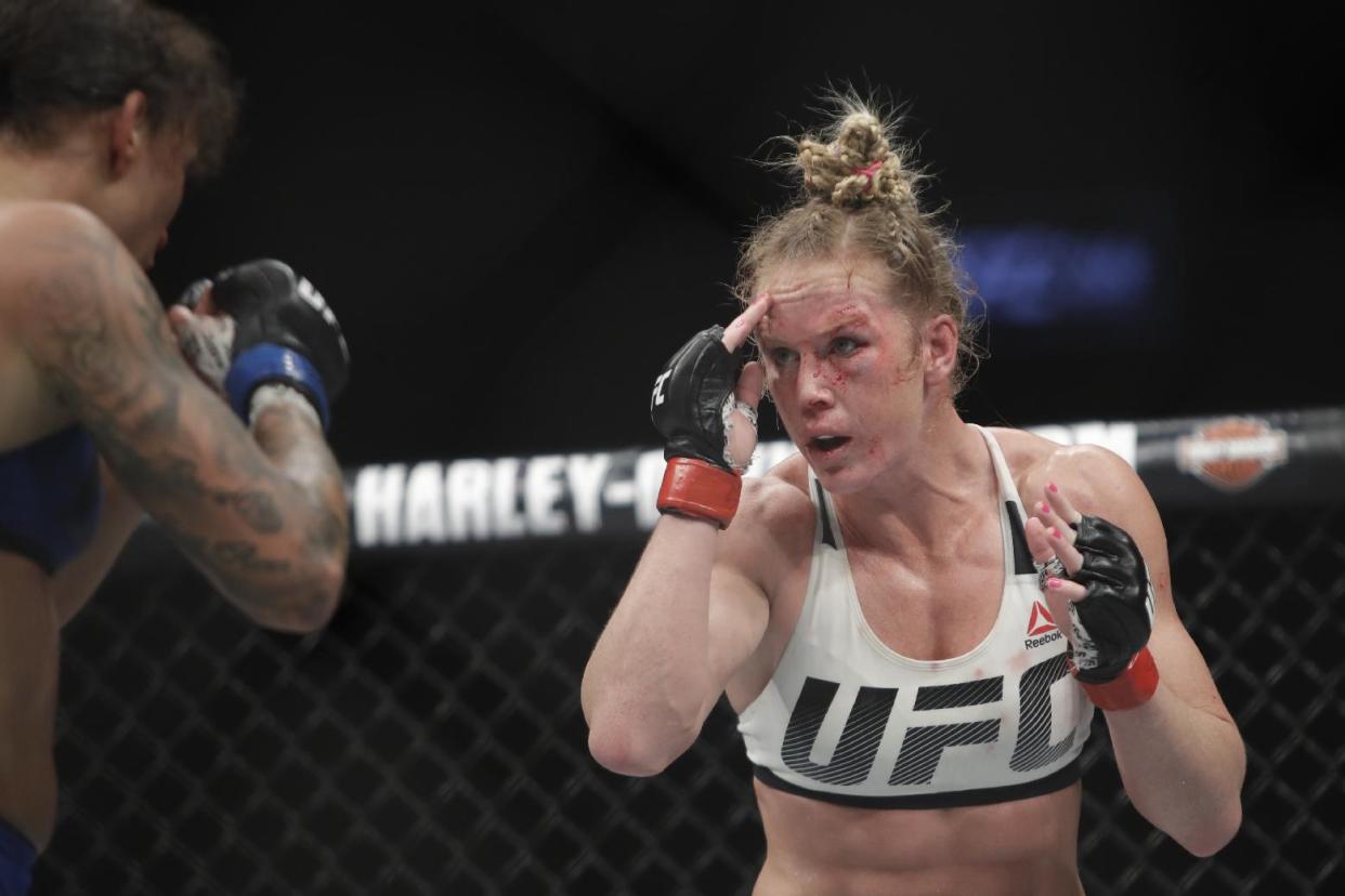 Holly Holm in a fight earlier this year. (AP Photo/Frank Franklin II)