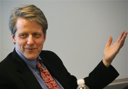 File photo of Robert Shiller, Yale professor, and chief economist and co-founder of financial firm MacroMarkets LLC., speaking during the Reuters Housing Summit in New York February 21, 2008. REUTERS/Brendan McDermid/files