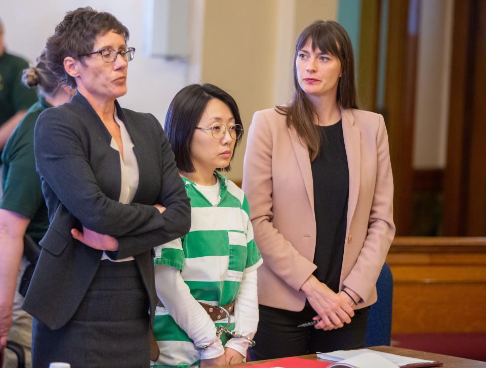 Gowun Park, a Simpson College economics professor accused of killing her husband, pleads not guilty in 2020.