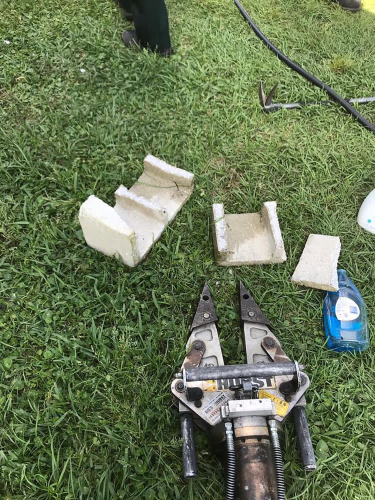 Jaws of Life with the cinder block | St. Johns County Fire Rescue