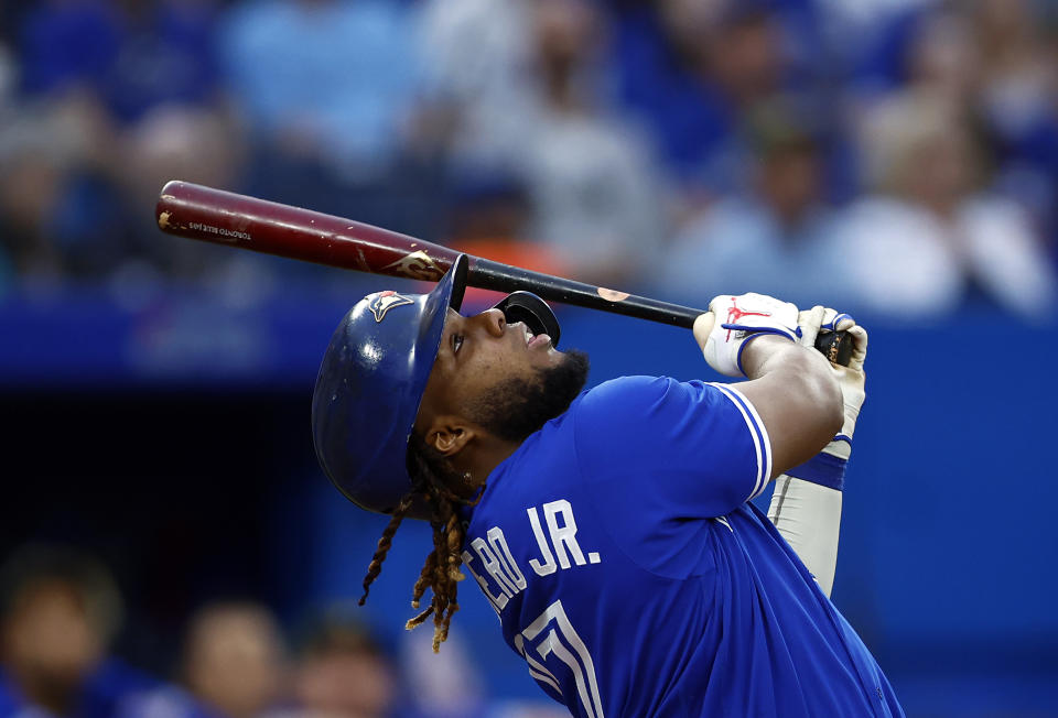 Vladimir Guerrero Jr. #27 of the Toronto Blue Jays is a fantasy star