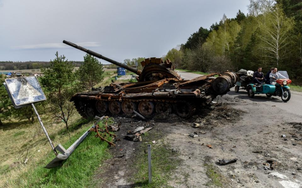 A destroyed Russian tank - OLEG PETRASYUK/EPA-EFE/Shutterstock 