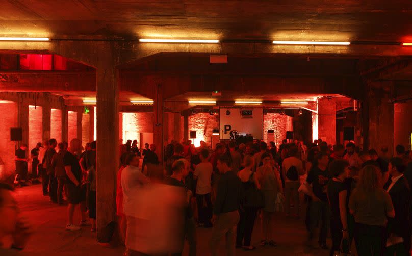 Photo shows guests attending the opening of the 'Pop-Kultur' festival in the Berghain club in Berlin, 2016. 