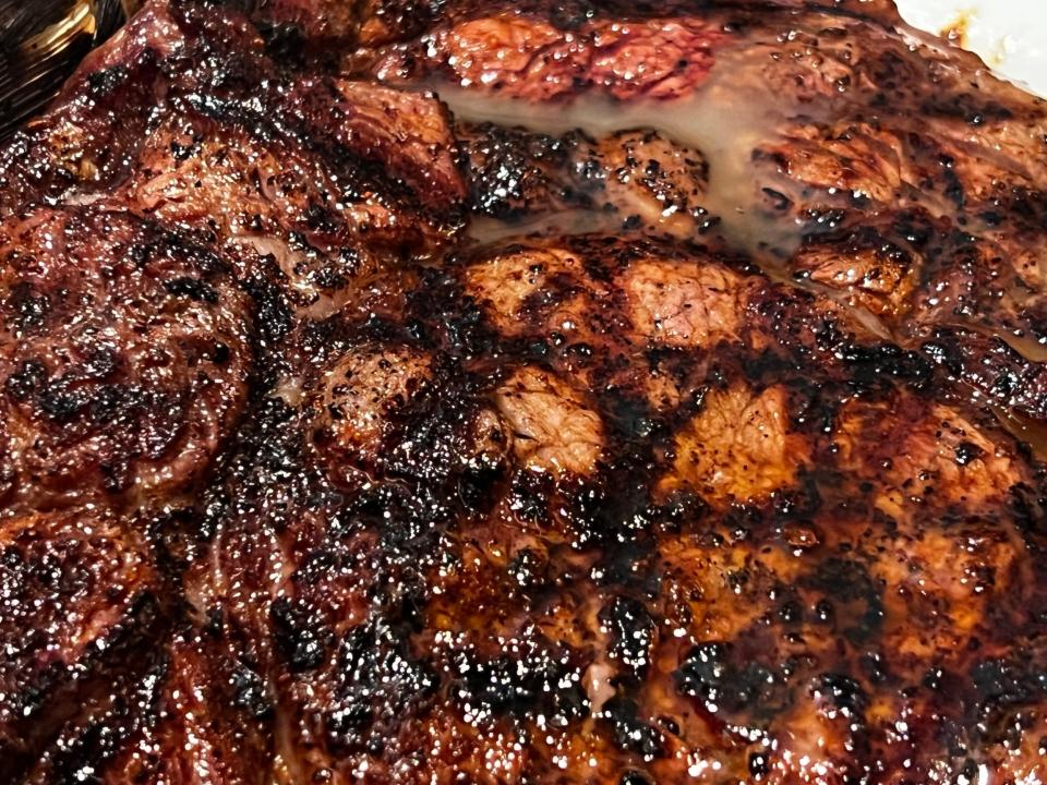 A Longhorn Steakhouse bone-in ribeye