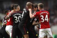 Britain Football Soccer - Middlesbrough v Manchester City - Premier League - The Riverside Stadium - 30/4/17 Middlesbrough's Marten De Roon clashes with Manchester City's Leroy Sane Action Images via Reuters / Lee Smith Livepic