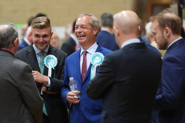 Reform UK leader Nigel Farage arrives at Clacton Leisure Centre