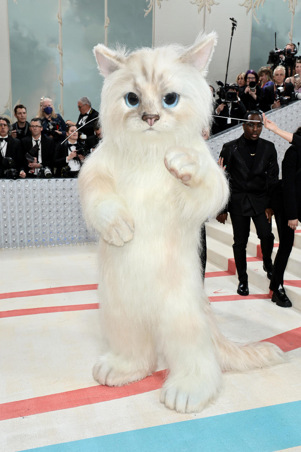 Jared Leto déguisé en Choupette, le chat de Karl Lagerfeld, au Met Gala 2023