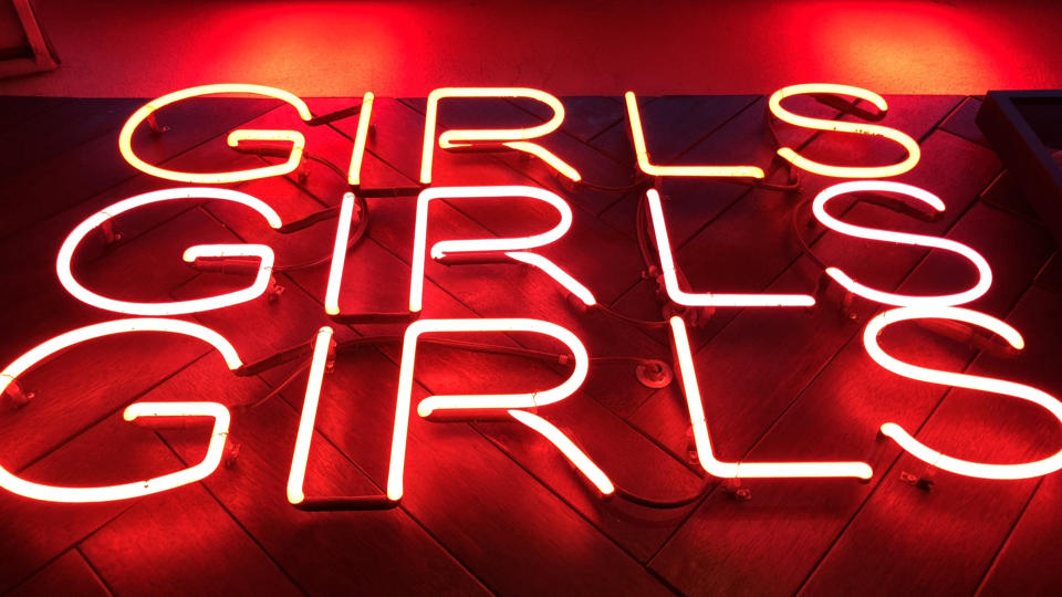 Girls strip club neon sign