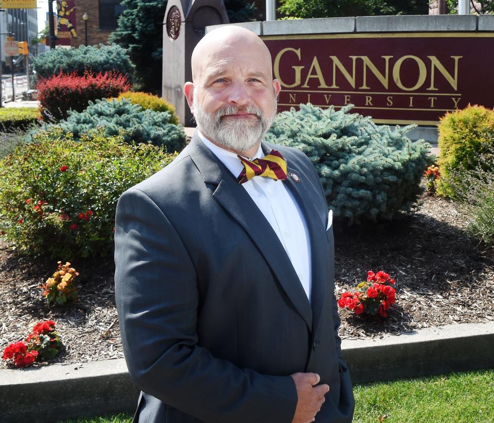 Gannon University President Walter Iwanenko is shown near Old Main in Erie on Aug. 9, 2023.