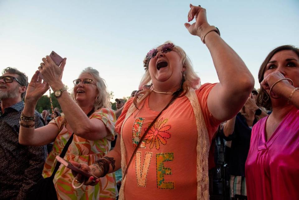 Fans cheer as KC and The Sunshine Band performs at the inaugural show at The Sound Amphitheater in Gautier on Friday, April 12, 2024. Hannah Ruhoff/Sun Herald