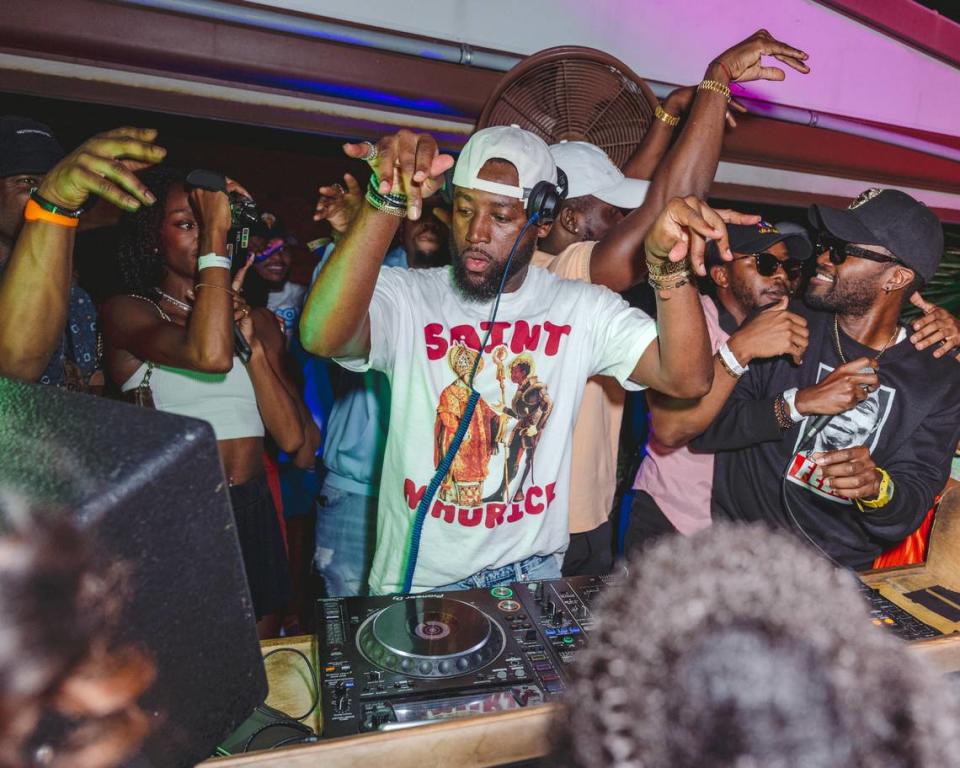 Leslie “Aya” Ayafor djays his monthly Stamped party. The Cameroon-born, Miami-based DJ has become a fixture in the 305’s Afrobeats scene.