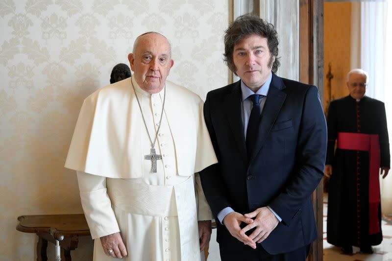 Pope Francis meets Argentine President Milei at the Vatican