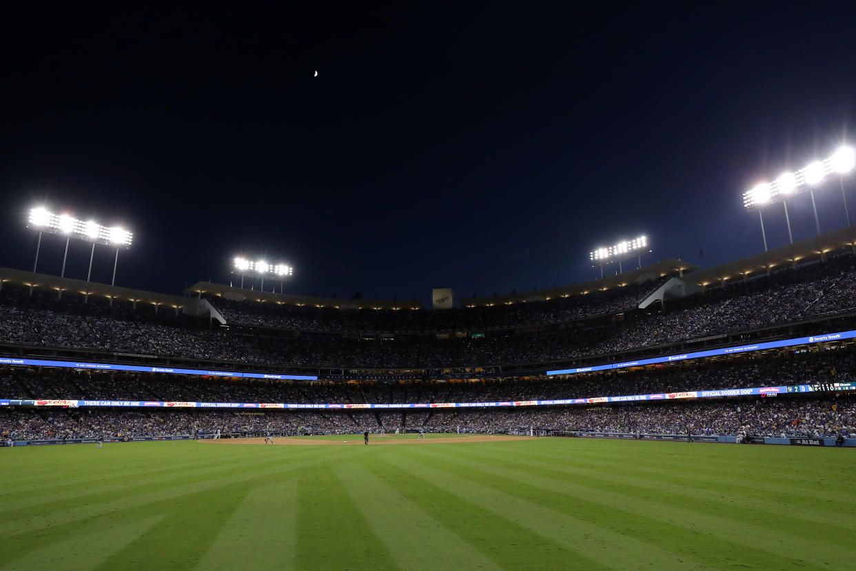 LOS ANGELES, CA - OCTOBER 15: A general view during Game 3 of the NLCS between the Milwaukee Brewers and the Los Angeles Dodgers at Dodger Stadium on Monday, October 15, 2018 in Los Angeles, California. (Photo by Alex Trautwig/MLB via Getty Images) 