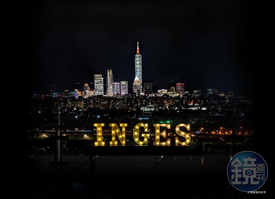 「INGE'S Bar & Grill」的戶外空間可以遠望台北市美麗夜景。